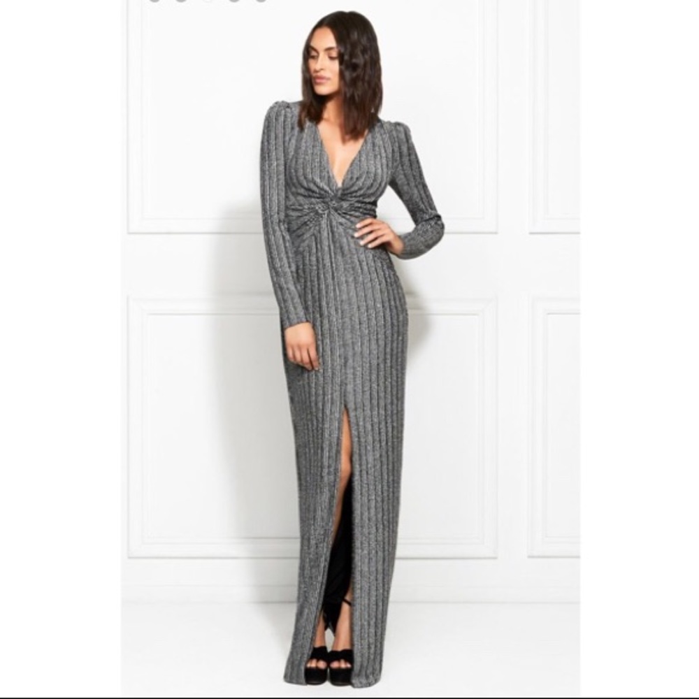 Rachel Zoe Nava Metallic Stretch Jersey Gown/Dress